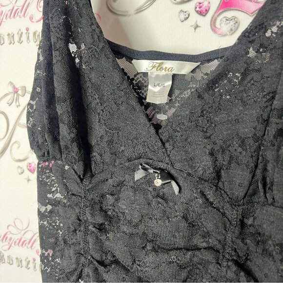 Flora dress Lacie mesh chemise babydoll sexy lingerie Black Lace Ruched Dress - Picture 4 of 6